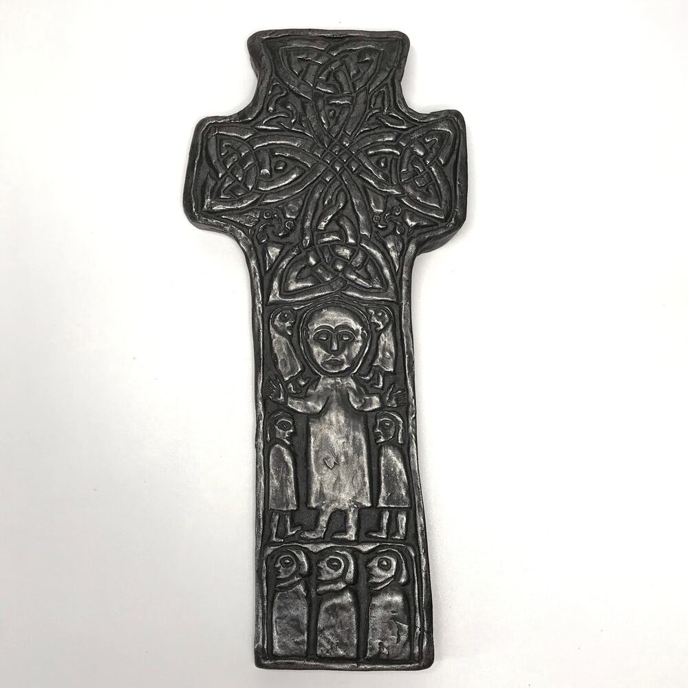 Wild Goose Studio Irish Bronze St. Patrick's Celtic Knot Cross Brutalist